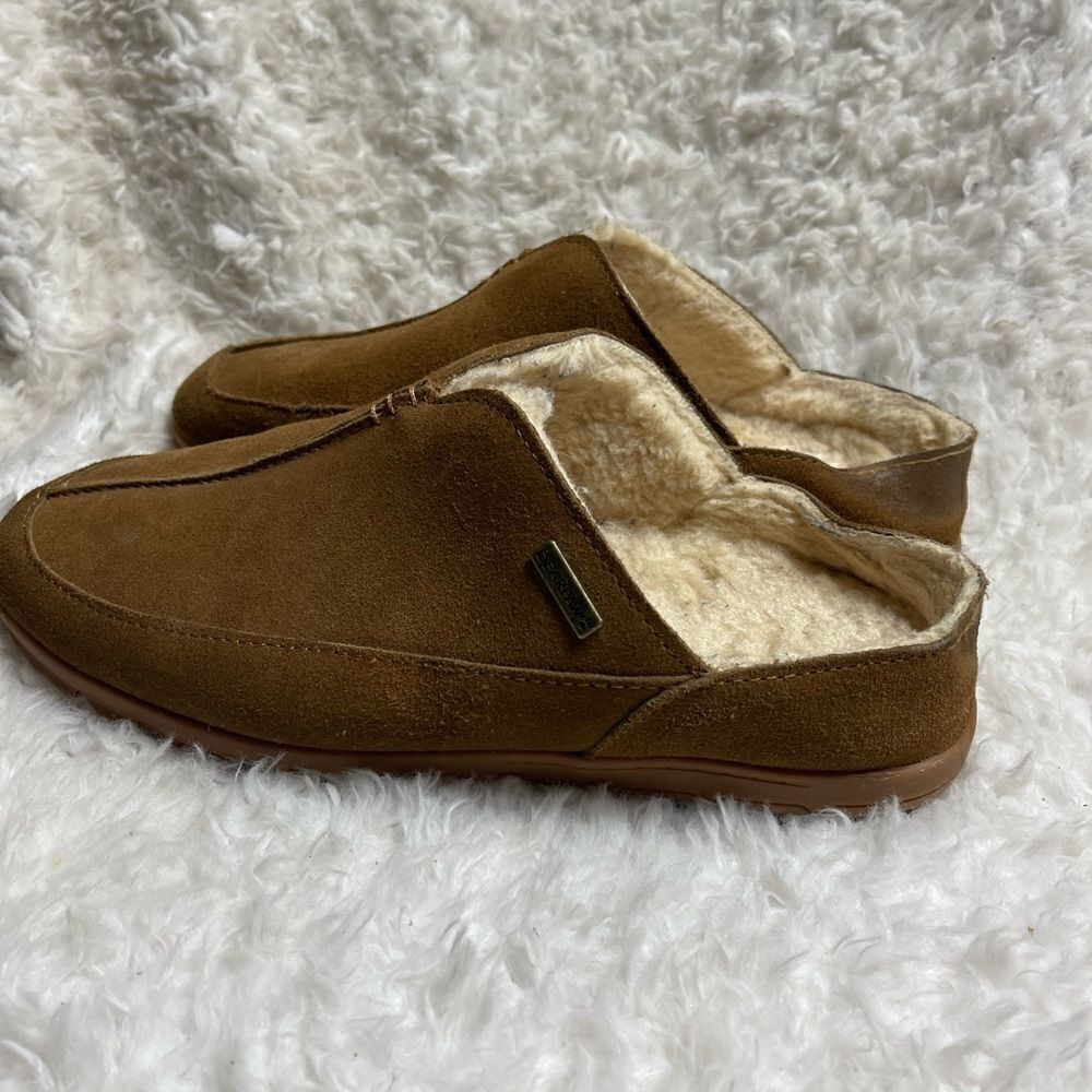 Bear Paw Bruce Men  suede slippers wool blend lining sheepskin footbed SZ10